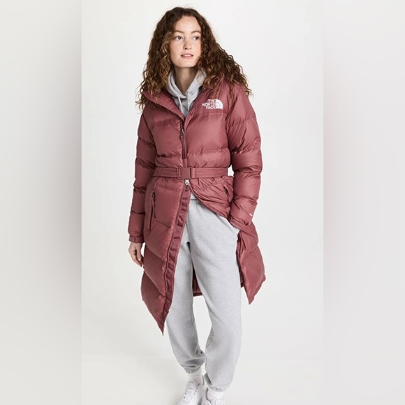 The North Face Women’s Nuptse Belted Long Parka Wild Ginger NF0A5GIM6R4 - Picture 1 of 8